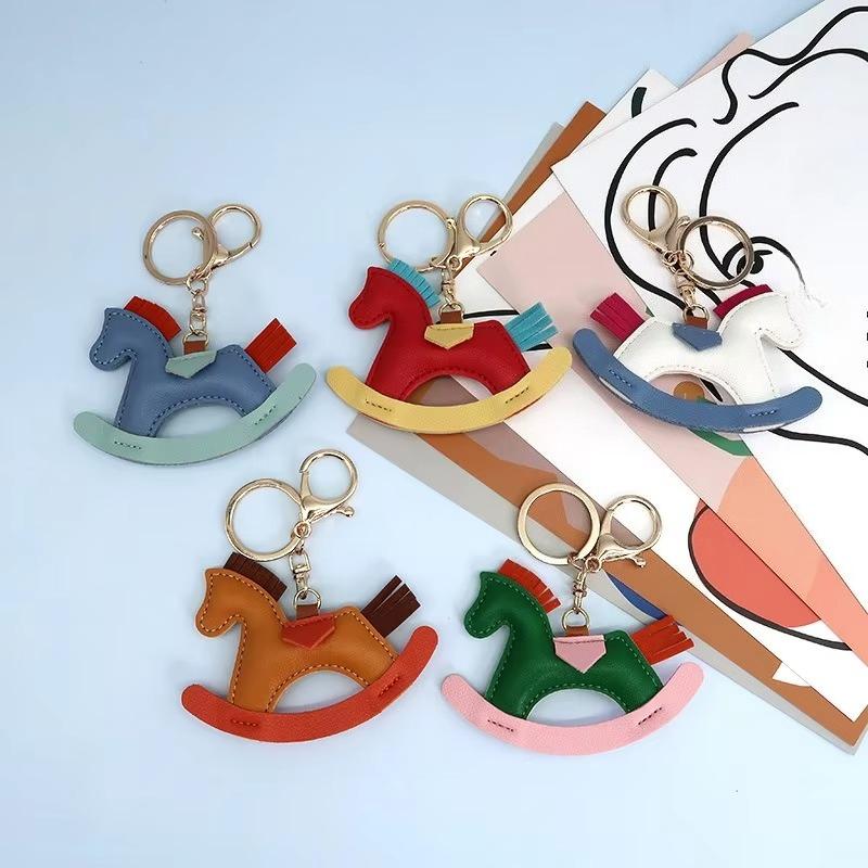 Women's Bag Charm Decoration Bag Pendant Cartoon Rocking Wooden Horse Women's Leather Bag Charm Key Chain Cute Bag Accessories Gifts