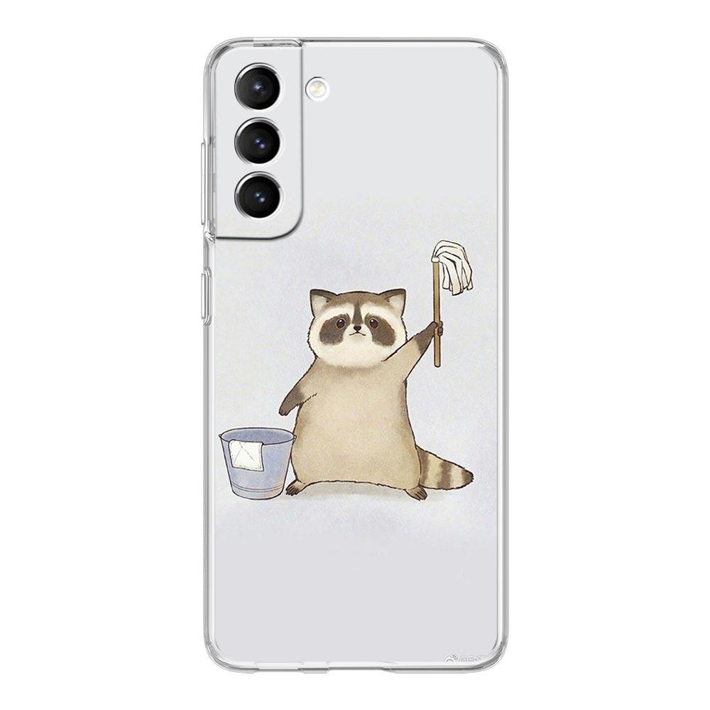 Clear Phone Case For Samsung Galaxy S24 Plus S23 FE S22 S21 S20 Ultra 5G S10 S10E S9 S8 Soft Silicone Cover mapache