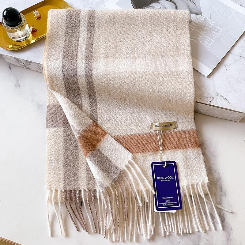 Hokkaido Pure Cashmere Couple Plaid Scarf Winter Women's Warm High-end Scarf Men