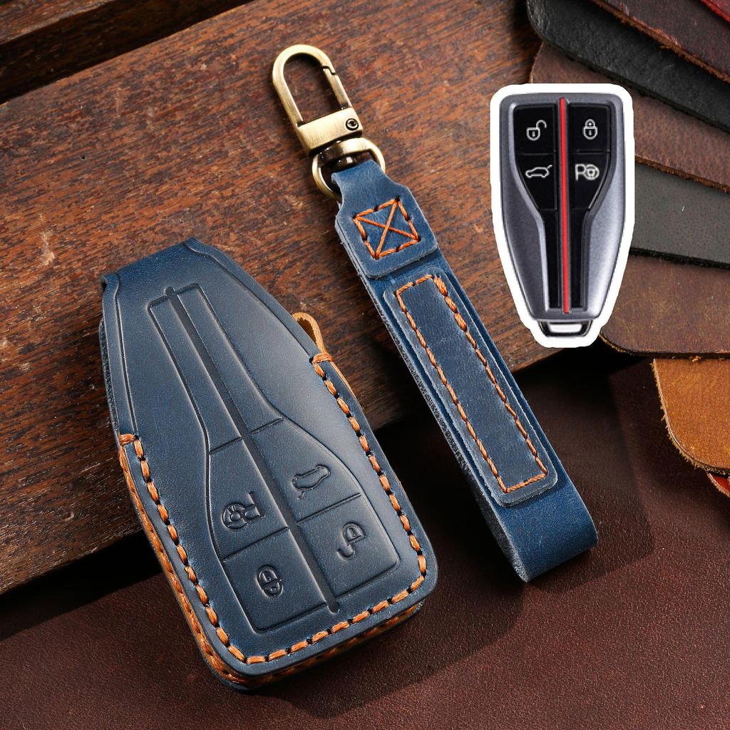 Genuine Leather Key Cover for Hongqi H5, H7, HS5, HS7 - Premium Car Remote Shell and Buckle