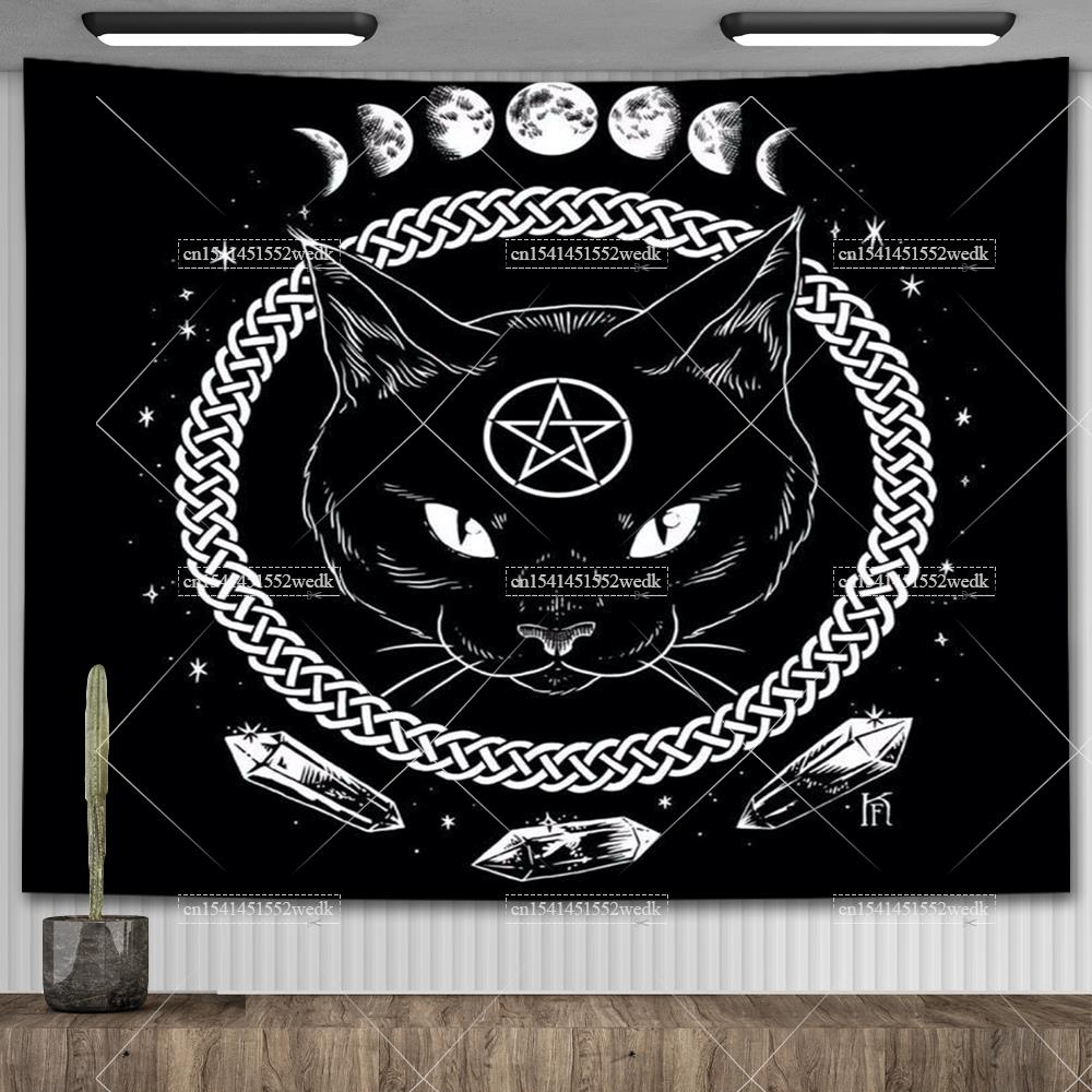 Хиппи Пентаграмма Викканский настенный гобелен Оккультный колдовской гобелен Эстетические сатанинские гобелены с головой козла Украшение гостиной