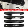 For Honda Civic 8th 2006 2007 2008 2009 2010 2011 Car Carbon Fiber Style Exterior Door Handle Moulding Cover Trim Decor