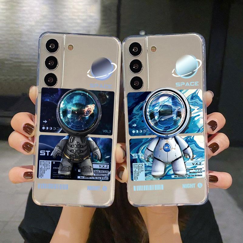 Прозрачный чехол для Samsung Galaxy S22 S20 FE S21 S10 S9 Plus Note 20 Ultra 10 Lite 9 Мягкий ТПУ Чехол для телефона Механический Астронавт Космос