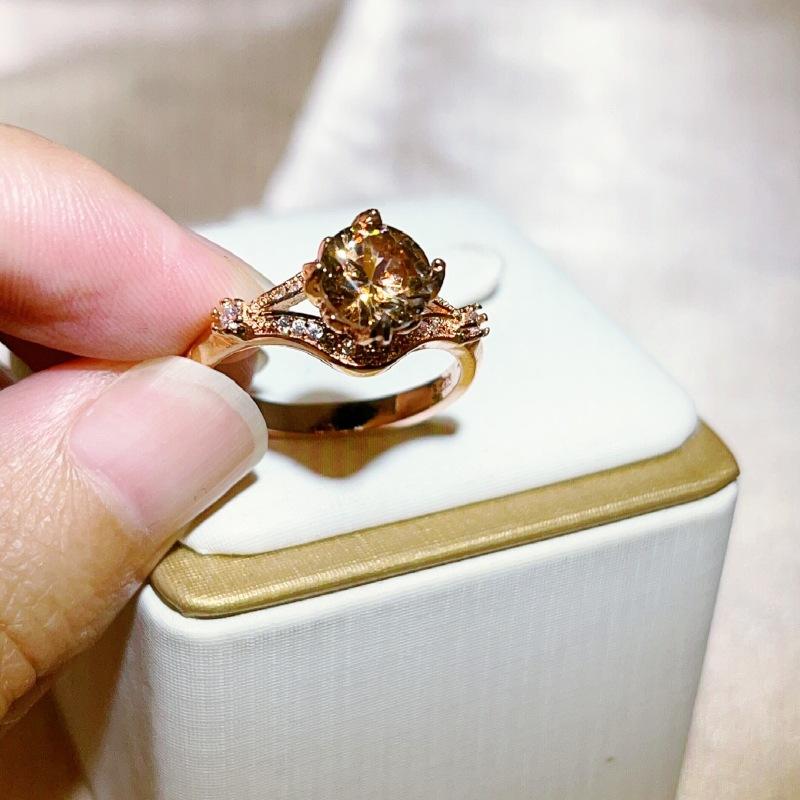 Персонализированные ювелирные изделия Популярное в Европе и Америке кольцо из розового золота с геометрическим узором и цирконием