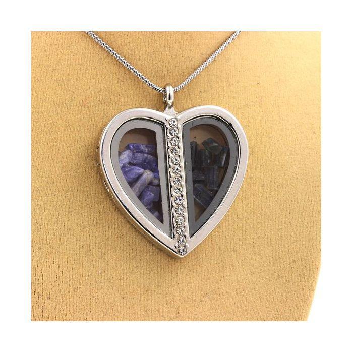 Stones and Minerals. Raw Tanzanite + Kyanite Necklace. Heart Model.