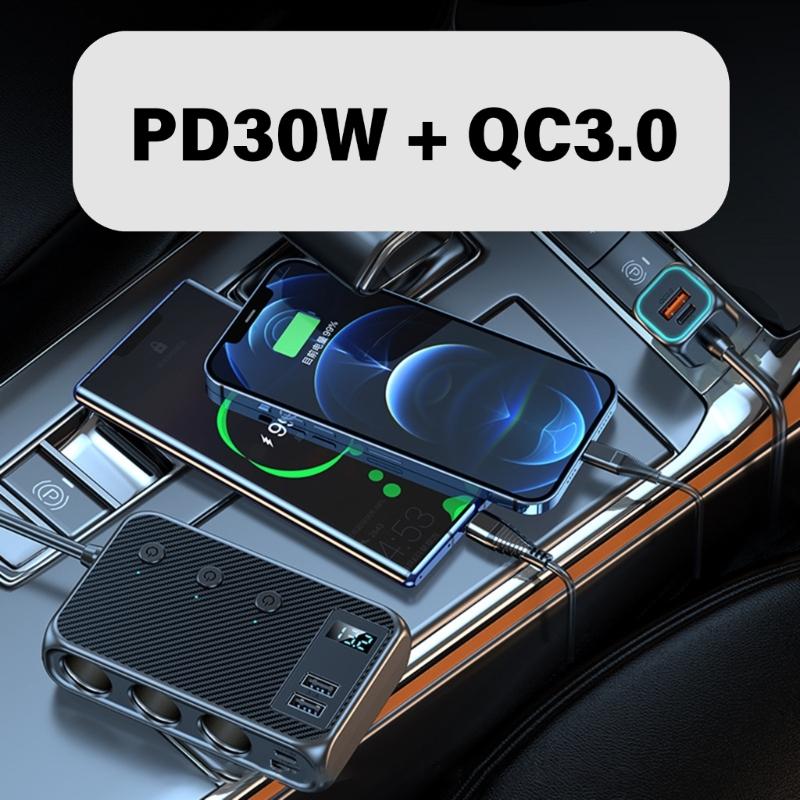 Car Charging Hub Splitters with Independent Switches Fast Charging Adapter Vehicles Charger for 12V-24V Car Truck SUVs