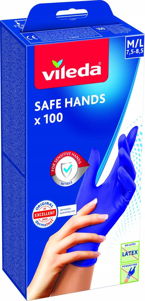 Rękawice Nitrylowe Vileda Safe Hands M/L 100 Szt.