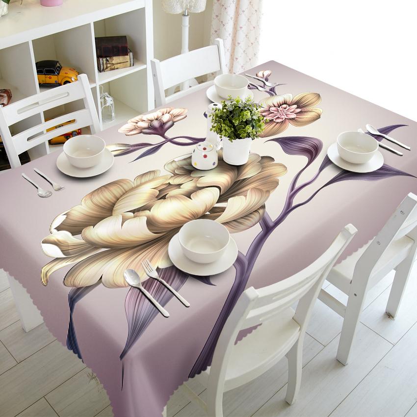 Decorated Wall Tablecloth Fashion Flower Pattern Waterproof Thicken Rectangular And Round Table Cloth For Wedding