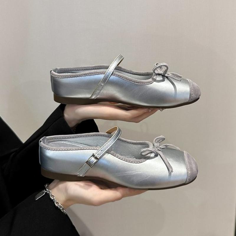 Women's Mary Jane Shoes 2024 Spring New Flat-soled Shallow Mouth Elegant Daily Comfortable Soft-soled Square Head Women's Shoes