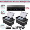 Автомобильный холодильник 25 л, 12 В, автоматический компрессорный охладитель-22 + 55, мини-портативный холодильник для грузовика, каравана, морозильник, охладитель и теплее