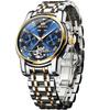 Stylish Blue Automatic Waterproof Date Luminous Business Skeleton Arm Watch Popular Brand Blue Men's