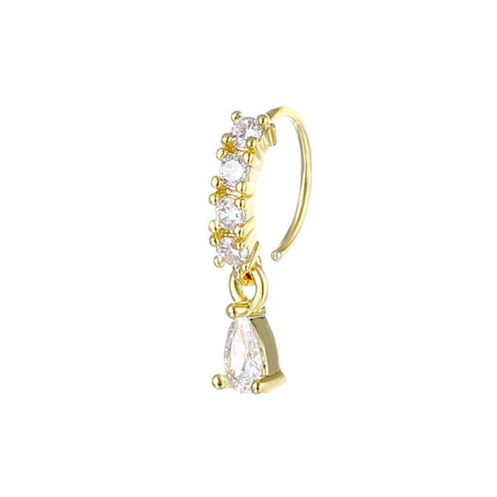 Lady's pierced ear piercing, Zircon cross nose stud, butterfly nose ring piercing, nose jewelry