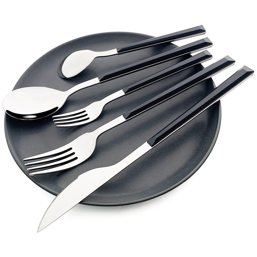 16 шт., набор столовых приборов из нержавеющей стали, имитация деревянной ручки, столовая посуда, зажим, западная посуда, нож, вилка, чайная ложка, набор столового серебра