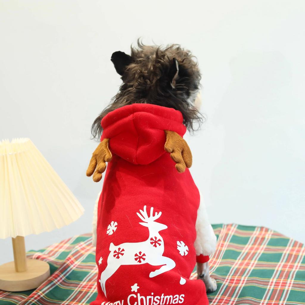 Christmas Dog Clothes Pet Dog Clothes Winter Warm Cotton Fleece Christmas Fawn Sweatshirt Large Dog Golden Retriever Labrador