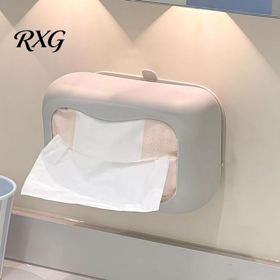 Space Saving Tissue Box Suction Cup Box, Wall Mounted Waterproof Silicone Holder, Modern Heavy Duty Dispenser Style Solid Color Dispenser, for