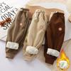 Children's Padded Pants Winter Warm Trousers Boys Thickened Sweatpants Girls Casual Drawstring Trousers Autumn Baby Clothes