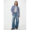 Uniqlo Япония Широкая Рубашка Полоски Обычный Цвет