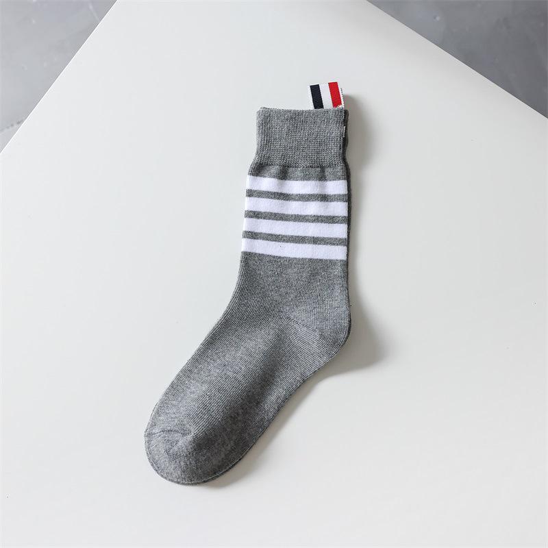 AMUSIVE Asymmetrical Striped Spring & Autumn Knee-Length Socks for Women