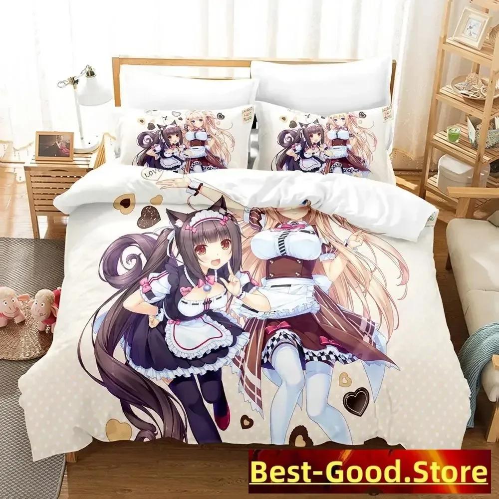 Постельное белье Nekopara Односпальное Полуторное Двуспальное Евро Размер Кинг-Сайз Комплект Постельного Белья Взрослый Детская Спальня Комплекты Пододеяльников Аниме Постельное Белье Кровать