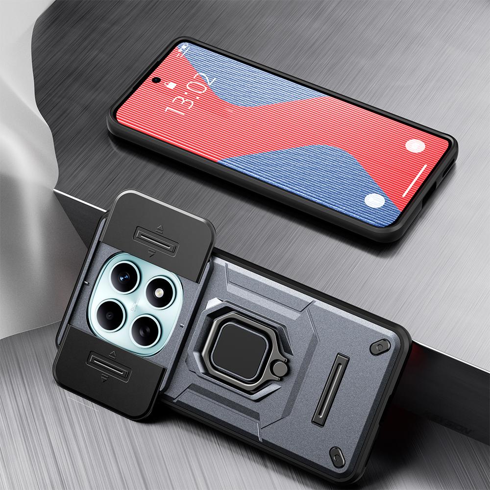 KEYSION Ударопрочный чехол для Xiaomi Redmi Note 15 Pro+ 5G Защита сдвижной камеры Металлическое кольцо-подставка Чехол для телефона для Redmi Note 15 4G 5G