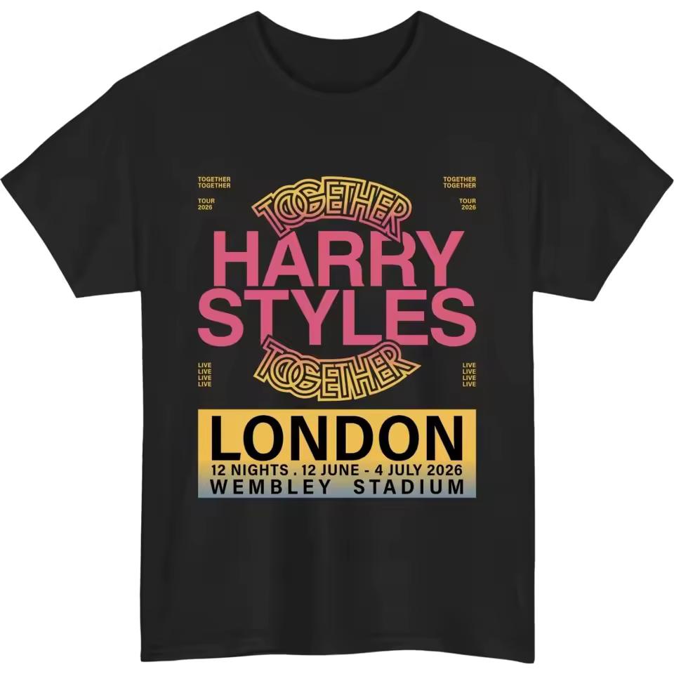 Oversize Fashion Trendy Hip Hop Streetwear Tshirt Harry Styles Together Tour 2026 London T-shirt Unisex Summer Cotton Clothing