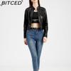 BITCED Женская кожаная куртка с шипами Весна/Осень С длинным рукавом Стойка воротник Модная куртка