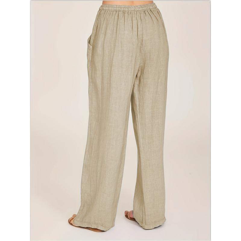 Женские хлопковые льняные брюки, летние и осенние, однотонные, с высокой талией, широкие брюки, женские свободные, конопляные, повседневные, дышащие, спортивные брюки