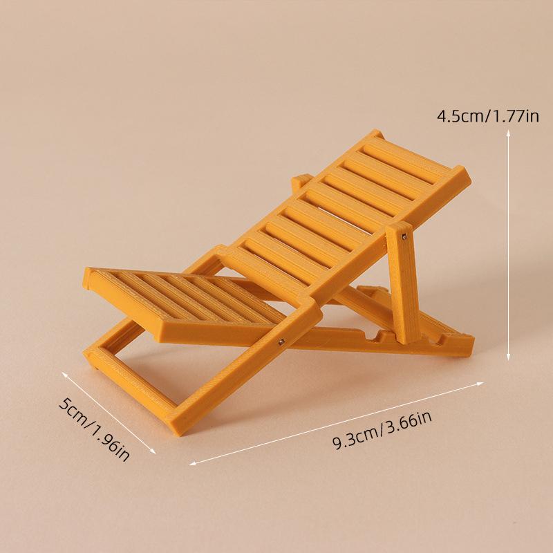 1 12 Mini Wooden Foldable Beach Chair Dollhouse Deck Chair Model Furniture for Kids DIY Backyard Scene Set