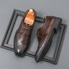 Official Website Hot Selling Men's Brogue Shoes Pointed Trendy Banquet Dress Shoes Retro Brown Men's Business Leather Shoes
