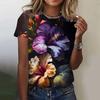 3D Colorful Flower Print T-shirt Women Summer Fashion Casual Short Sleeve T-shirt Women Retro Street T-shirt Plus Size Harajuku T-shirt