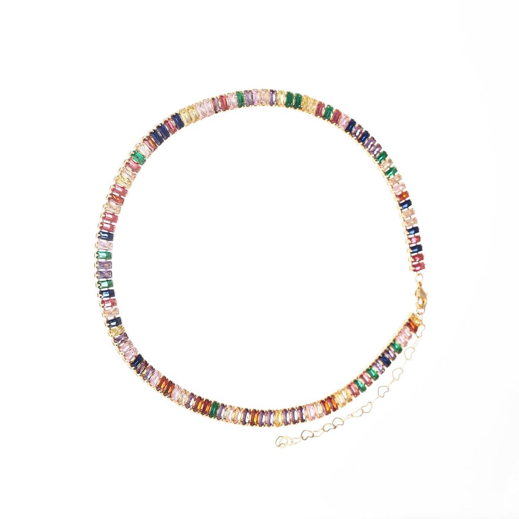 Vintage Colorful Zircon Square Necklace for Women - Elegant and Unique Statement Jewelry