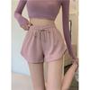 Женские вафельные шорты с высокой талией - Новые летние свободные повседневные фитнес-брюки
