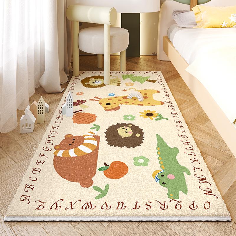 Детский мультяшный плюшевый прикроватный коврик - Искусственный кашемир, Милый и утолщенный напольный коврик для спальни девочки.