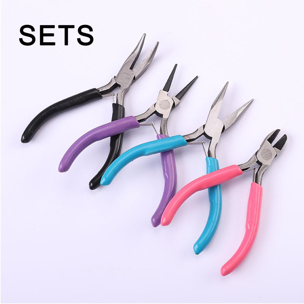 Набор из 4 плоскогубцев для ювелирных изделий First Jewelry Синие плоскогубцы с острыми носами Фиолетовые круглогубцы Черные плоскогубцы с изогнутыми носами