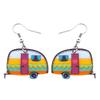 Acrylic Cartoon Camper Van's Camping Car Earrings Drop Dangle Fashion Cute Jewelry For Women Girls Charms Gifts