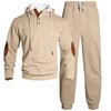 Men's 2 Piece Sweatsuit Set Autumn Winter Jacquard Hoodie Sweatshirt and Pants Streetwear Casual Sports Tracksuit Black