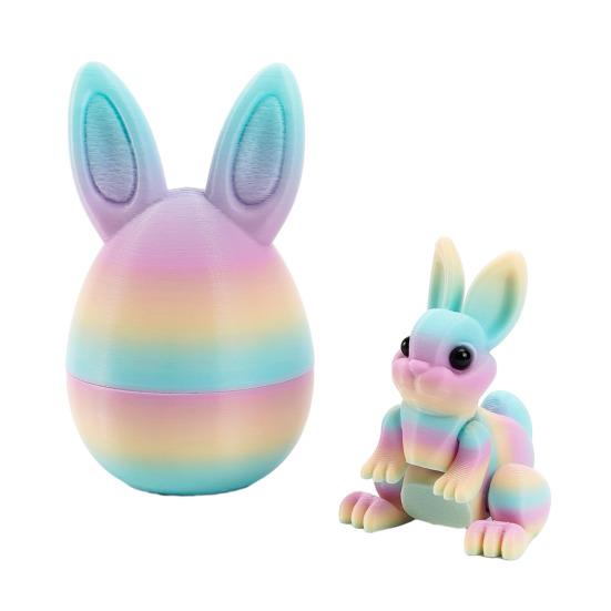 3D Printed Easter Eggs with Bunny Inside Articulated Flexible Fidget Rabbit Toys Easter Basket Stuffers Birthday