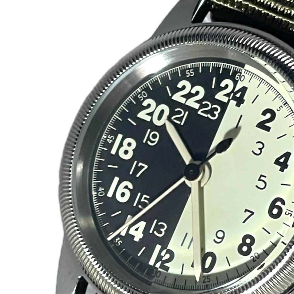 Военные часы ТИП 24H ночь день зеленый ремешок из ткани [MRMW] мужские A-17a &