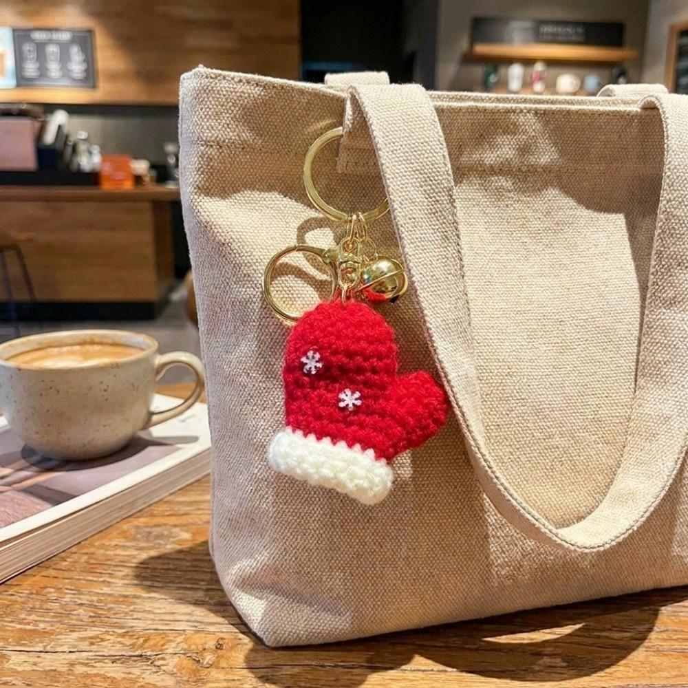 Hand-woven Christmas Hat Keychains Cute Keyrings Bagpack Mini Gloves Pendant Gifts