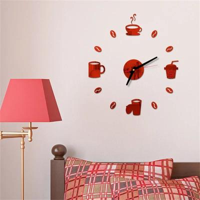 Большие настенные часы DIY, безрамные гигантские часы, зеркальная наклейка, современный дизайн, кафе, кофейная чашка для молока, настенный декор для кухни
