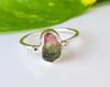 Rare Bicolor Pink Raw Tourmaline Gemstone 925 Sterling Silver Ring 5.75 US Gift