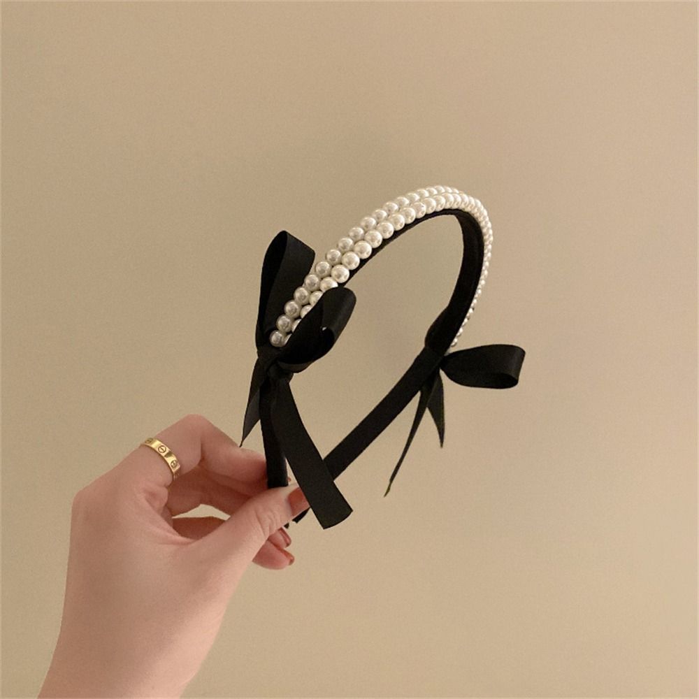 Hair Accessories Pearl Bow Bezel Headwear Hairband Headband Hair Bands Hair Hoop