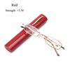 Spring Hinge Small Compact Eyeglass Reading Glasses Presbyopic Glasses with Pen Tube Case Portable