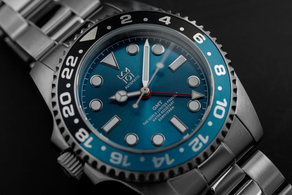 НОВАЯ модель АВТОМАТИЧЕСКИЕ ЧАСЫ Hyakuichi GMT Механические часы GMT Японский механизм Вращающийся безель Водонепроницаемость 20 АТМ Часы мирового времени Левая стрелка Левая заводная головка