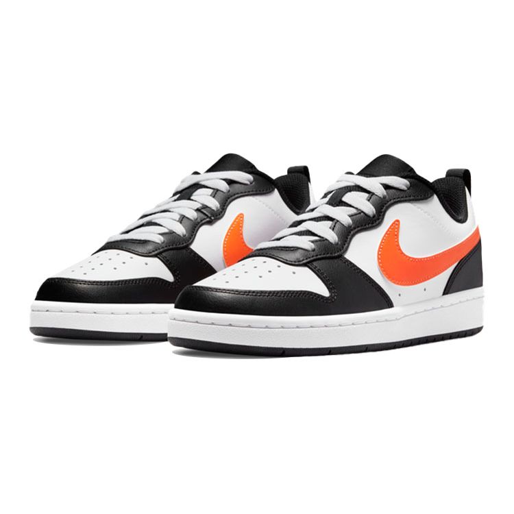 Nike Детские кроссовки Court Borough Low 2 GS Белый Черный Оранжевый Темно-Дымчато-Серый Total-Orange BQ5448-115
