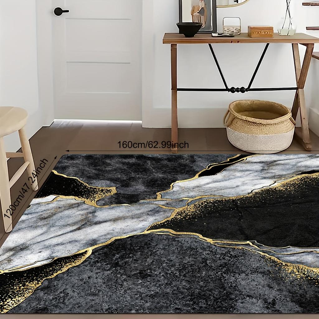 Luxury Black Marble Print Kitchen Mat Soft Thickened Kitchen Floor Mat Waterproof Non-slip Oil-proof Floor Mat Runner Rug