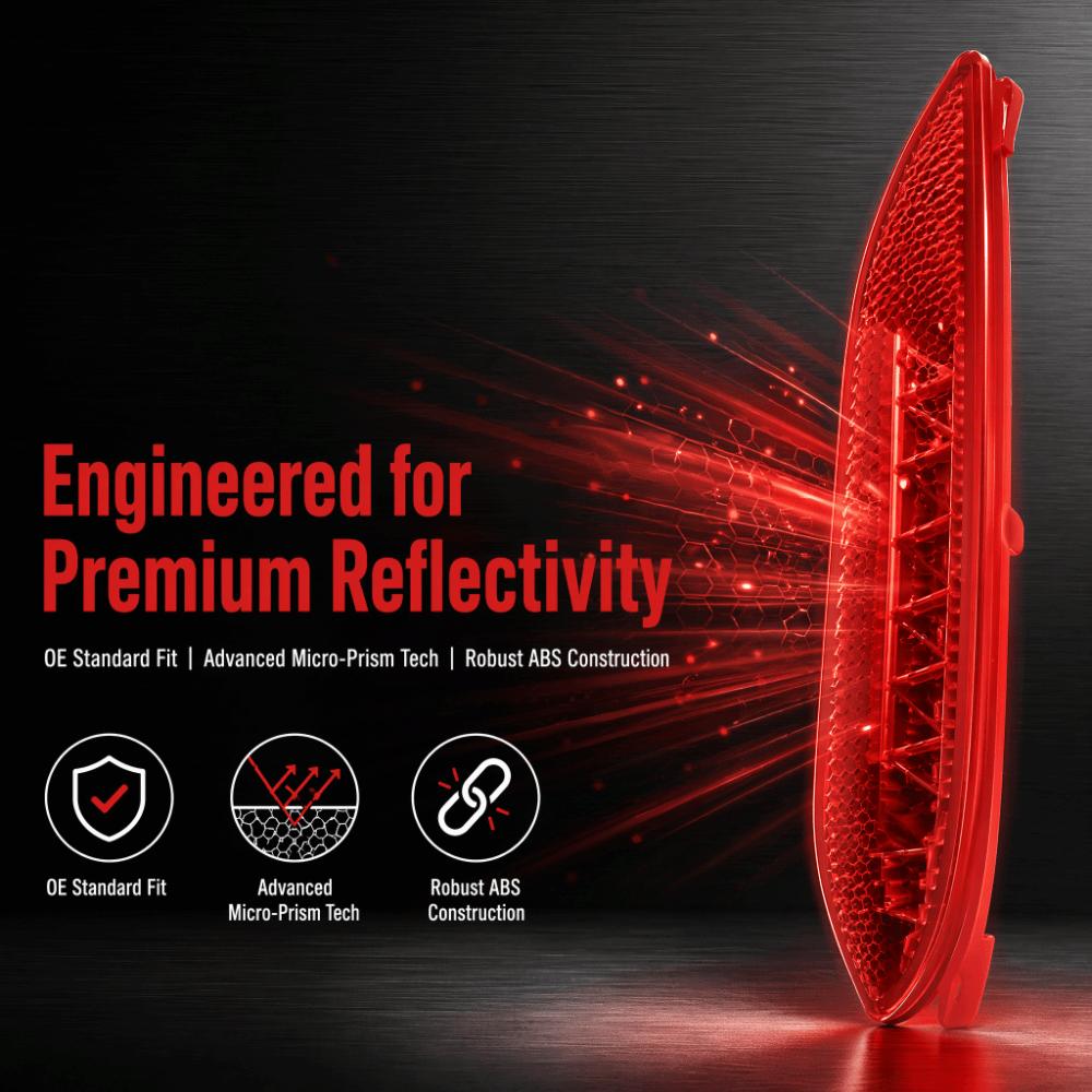 2PCS Red Bumper Reflector ABS Reflector Light for Elantra GL GLS L Limited 2011-2013 Rear Warning