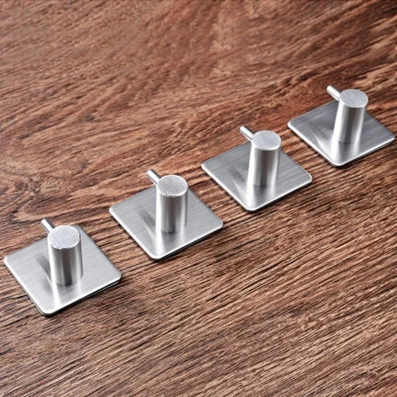 Ванная Комната Нержавеющие Крючки для Полотенец Наклейка Самоклеящиеся Нержавеющая Сталь Стена Дверь Одежда Пальто Шляпа Вешалка Кухня Портативные Маленькие Инструменты