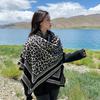 New Autumn and Winter Leopard Print Imitation Cashmere Scarf for Women Double Sided Temperament Fashion Jacquard Shawl Widened and Thickened Scarf