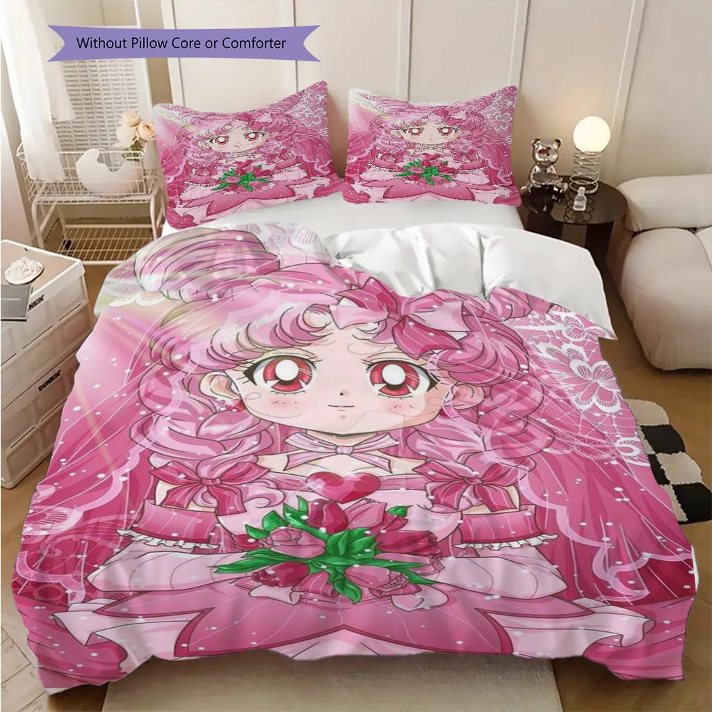 Cute cartoon theme Sailor Moon Tsukino Usagi cartoon comfortable home duvet cover and pillowcase (1 * duvet cover+2 * pillowcase, without core)A10